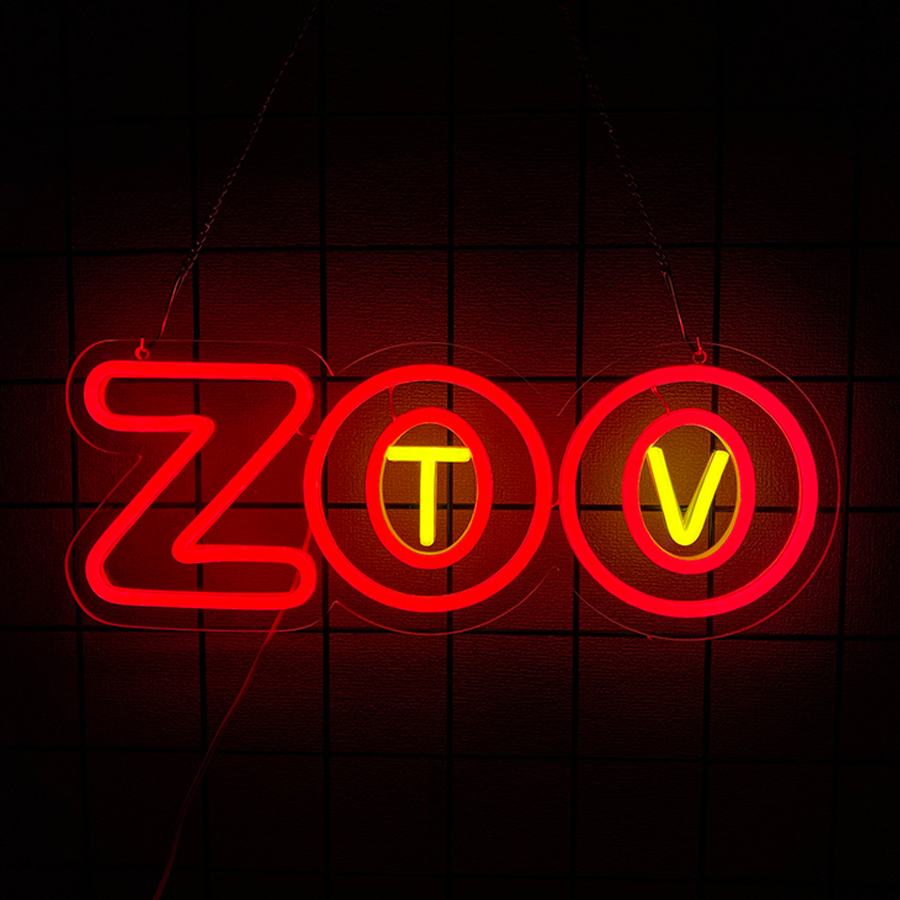 Zoo Party Games - Insegna al neon Zoo Tv, decorazione